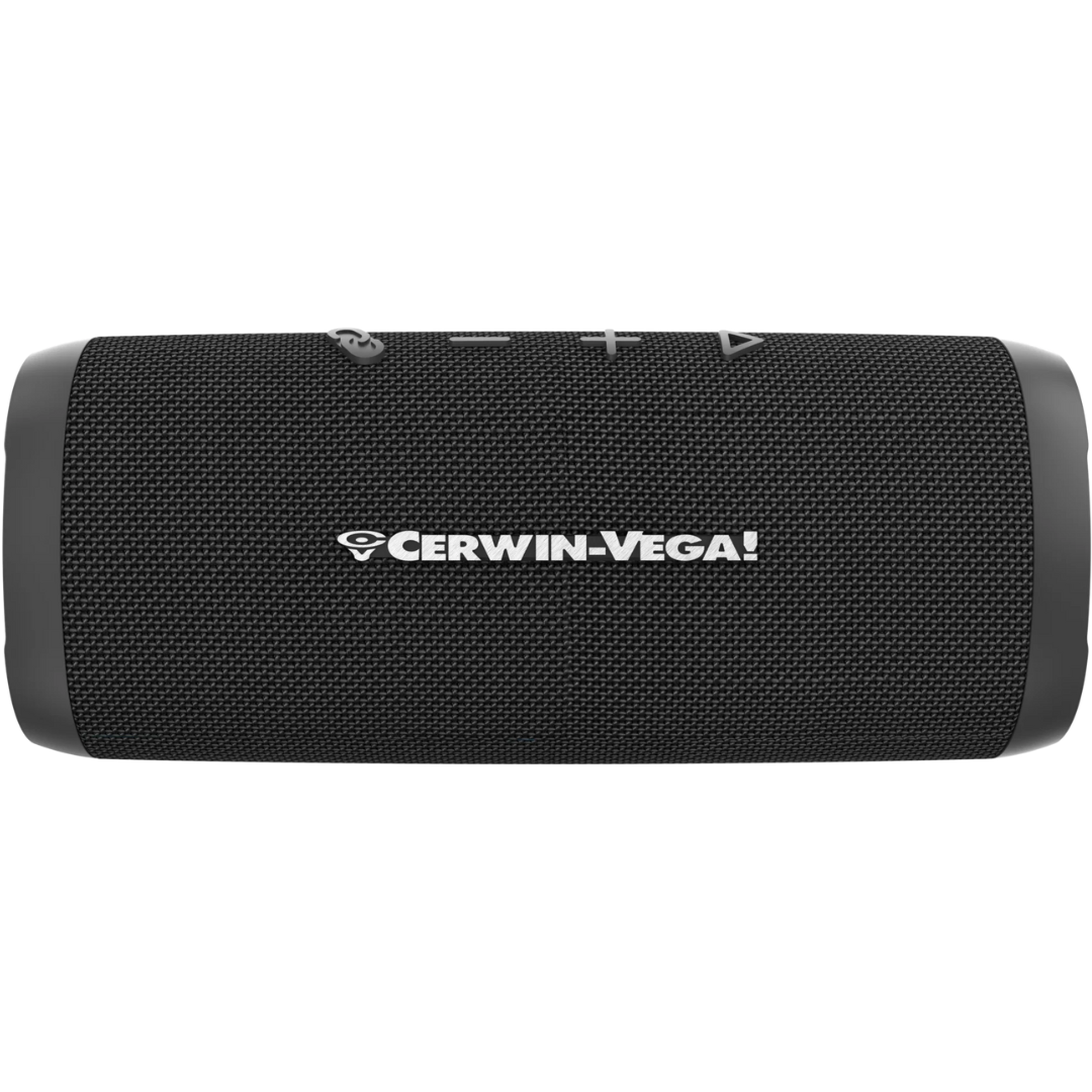 Cerwin Vega VegaMini Black | Compact Bluetooth Speaker with 20W Woofer | Rugged IPX4 Design & 14hr Battery