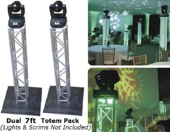 Global Truss 7ft Totem Package | (2) F34 7.05ft Truss with 24in Steel Base & 12in Top Plates