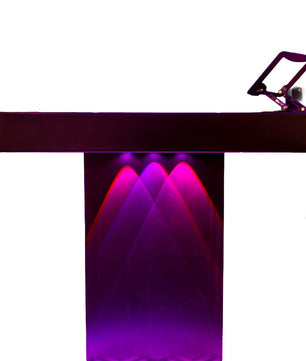 Timber Groove DJ Booth Podium (Black) | Foldable Wooden DJ Tower with Light Mounts | Includes Bag & Laptop Stand