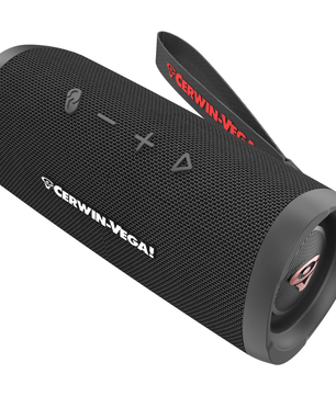 Cerwin Vega VegaMini Black | Compact Bluetooth Speaker with 20W Woofer | Rugged IPX4 Design & 14hr Battery