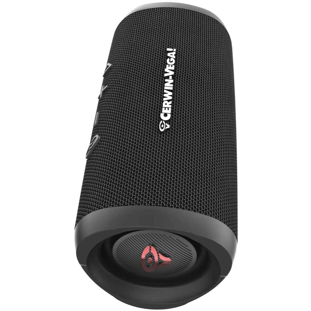 Cerwin Vega VegaMini Black | Compact Bluetooth Speaker with 20W Woofer | Rugged IPX4 Design & 14hr Battery