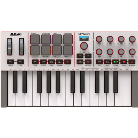 Akai MPK Mini 4(Gray) | 25-Key MIDI Controller – RGB Pads, USB-C, MIDI Out
