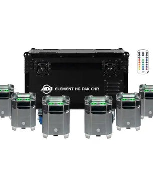 American DJ Element H6 Pak Chr | Battery-Powered Chrome Uplighting System