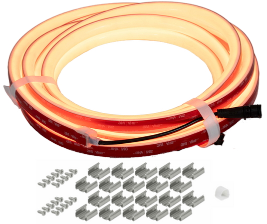 Ape Labs NeonStripe 16 | 16.4ft IP65 RGBaW LED COB Strip, Cuttable with Pig Tails, Install Hardware Included (ID: 100303)