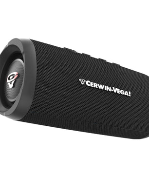 Cerwin Vega VegaMini Black | Compact Bluetooth Speaker with 20W Woofer | Rugged IPX4 Design & 14hr Battery