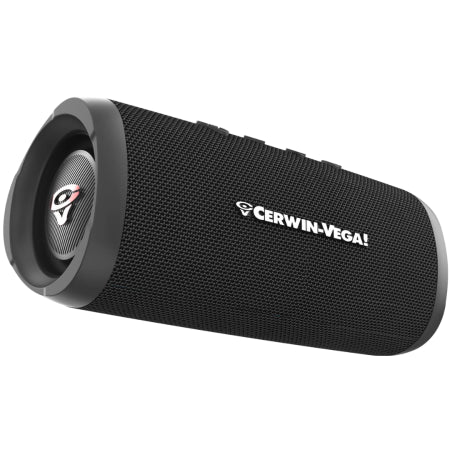 Cerwin Vega VegaMini Black | Compact Bluetooth Speaker with 20W Woofer | Rugged IPX4 Design & 14hr Battery