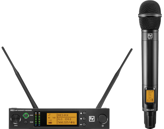 Electro-Voice RE3-ND76 (Freq: 6M) | Handheld Wireless Mic System | UHF, Dynamic Cardioid with ND76 Capsule