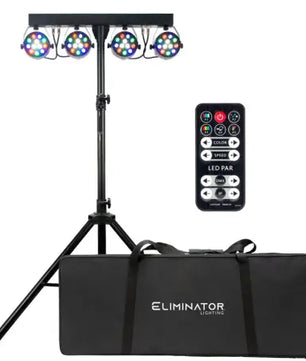 Eliminator Mini Par Bar | 4x Par System Package with Stand, Case & Remote