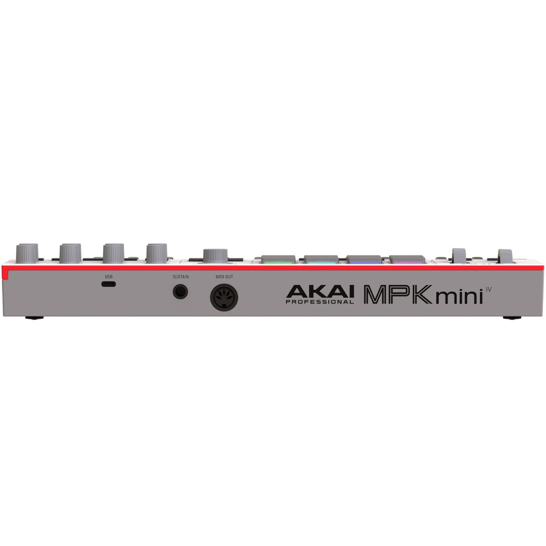 Akai MPK Mini 4(Gray) | 25-Key MIDI Controller – RGB Pads, USB-C, MIDI Out