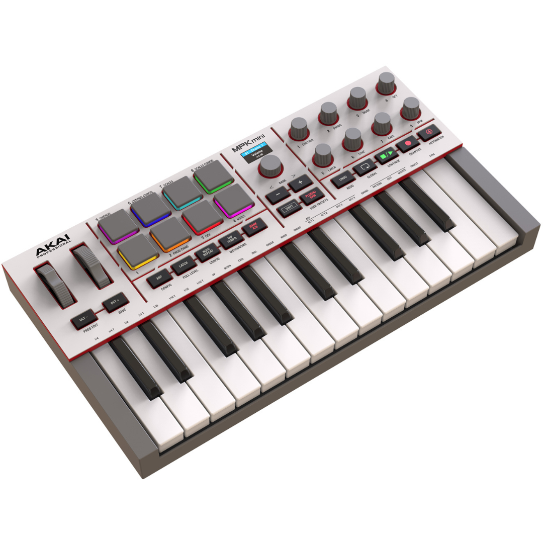 Akai MPK Mini 4(Gray) | 25-Key MIDI Controller – RGB Pads, USB-C, MIDI Out