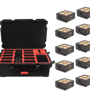 JMAZ Mad Par 4IP 10 Pack | Outdoor RGBW LED Par Lights with Wireless DMX & Charging Case