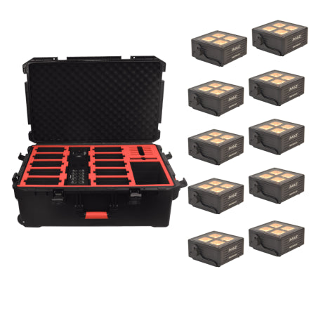 JMAZ Mad Par 4IP 10 Pack | Outdoor RGBW LED Par Lights with Wireless DMX & Charging Case