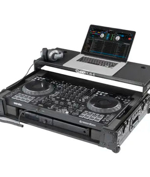 Odyssey FZGSDDJFLX10CWBL | DDJ-FLX10 1U Flight Case with Laptop Platform and Wheels