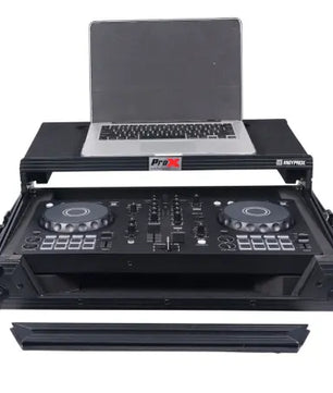 ProX X-DDJFLX4 LTBL LED | Black Label Flight Case with Laptop Shelf & Built-In LED Lighting for DDJ-FLX4 / SB3 / 400