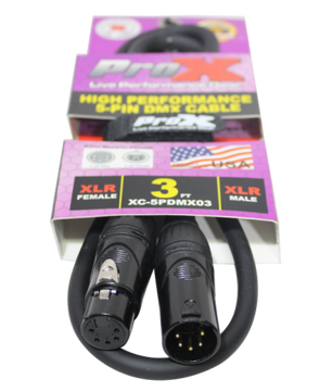 ProX XC-5PDMX03 | 3' DMX XLR5-M to XLR5-F High Performance Cable