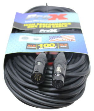 ProX XC-5PDMX100 | 100' DMX XLR5-M to XLR5-F High Performance Cable