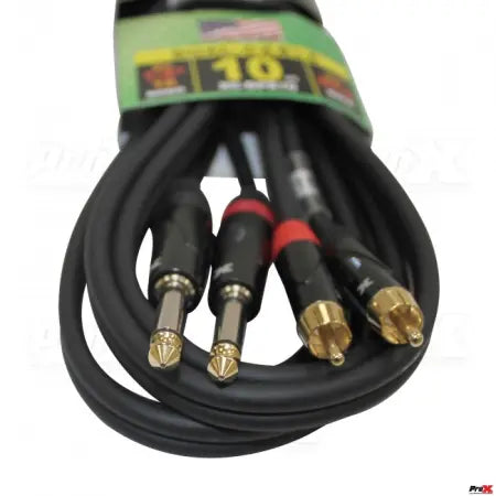 ProX XC-DPR10 | 10' Unbalanced Dual 1/4" TS-M to Dual RCA-M