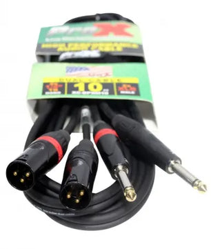 ProX XC-DPXM10 | 10ft Unbalanced Dual 1/4in TS-M to Dual XLR-M