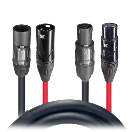 ProX XC-TR112-5PDMX06 | 6' Dual Powercon to Dual DMX 5-Pin Cable