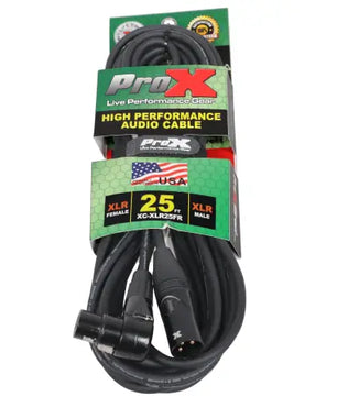 ProX XC-XLR25FR | 25' Ft Right-angle XLR-F to XLR-M Cable
