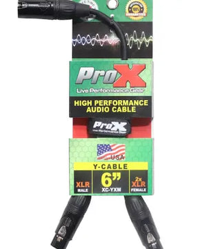 ProX XC-YXM | 6in XLR-M to Dual XLR-F Cable