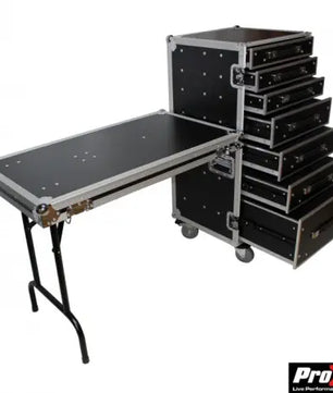 ProX XS-7DTW | 7 Drawer Workstation Case W-Folding Lid Side Table on Wheels