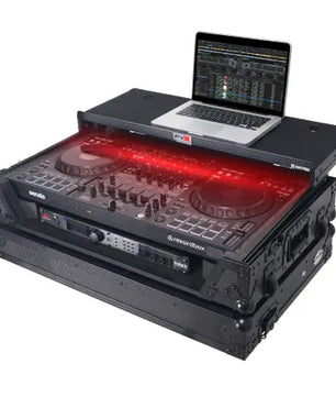 ProX XS-DDJFLX10WLTBLLED | Pioneer DDJ-FLX10 Case with Laptop Shelf and LED | Flight Case with Glide Shelf and RGB LEDs