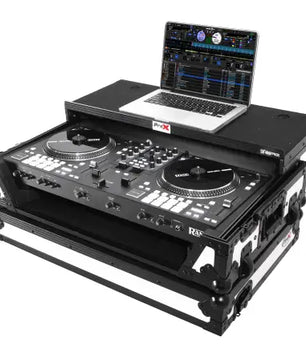 ProX XS-RANEONEWLTWH | Rane One Case w/ Sliding Laptop Shelf and Wheels (White Black)