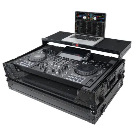 ProX XS-XDJRX3WLTBL | ATA Flight Case for Pioneer XDJ-RX3 & DDJ-REV5 with Laptop Shelf, 1U Rack & Wheels (Black)