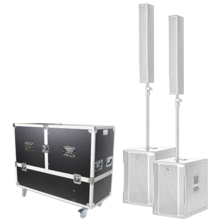 RCF Evox 12 (White) | Dual System with Flight Case | Column Array PA with 15″ Woofers
