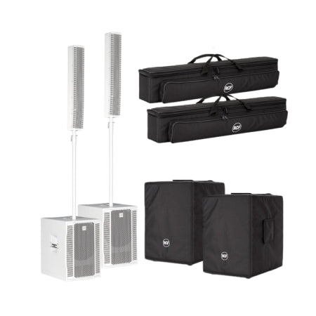 RCF Evox 12 Column Array (White) | Covers Included | Portable PA with 12″ Woofer