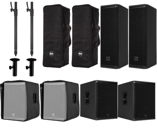 RCF EVOX 14 | 2x NXL 14A, 2x Sub 15AX, Covers & Poles