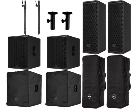 RCF EVOX 18 | 2x NXL 14A, 2x Sub 18AX, Covers & Poles