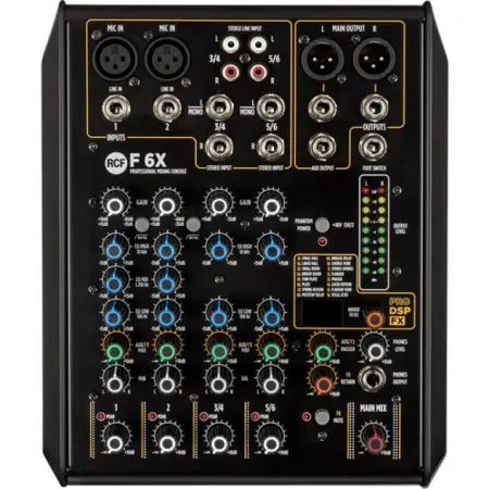 RCF F6 X | 2 Mic, 2 Stereo Inputs – FX Engine | Compact 6-Channel Analog Mixer