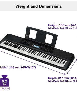 Yamaha PSR-EW320 | 76-Key Portable Keyboard - 650 Voices | Touch Response & Lesson Features