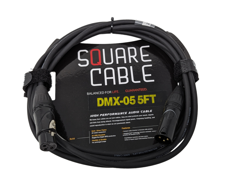 SquareCable DMX-05 | 5ft DMX Cable (3-Pin)