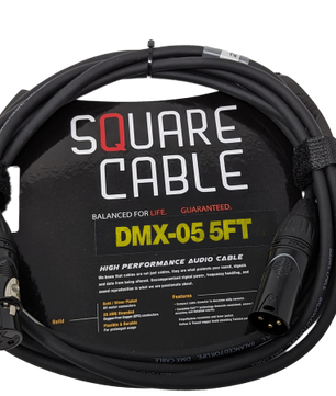 SquareCable DMX-05 | 5ft DMX Cable (3-Pin)