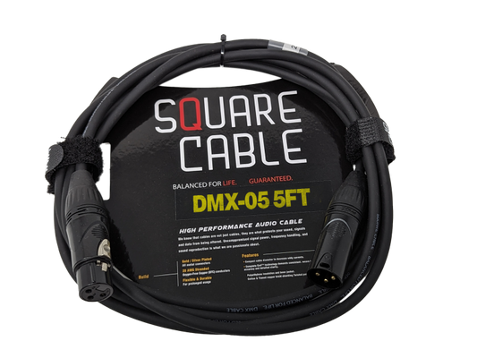 SquareCable DMX-05 | 5ft DMX Cable (3-Pin)