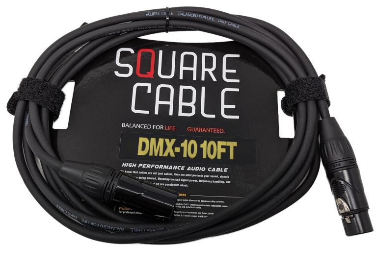 SquareCable DMX-10 | 10ft DMX Cable (3-Pin)