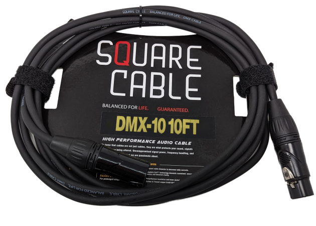 SquareCable DMX-10 | 10ft DMX Cable (3-Pin)