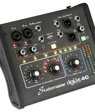 Studio Master DigiLive 4C | 4-Channel Digital Mixer with Wi-Fi, FX & USB Recording