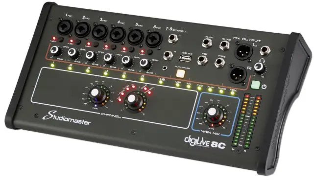Studio Master DigiLive 8C | 8-Channel Digital Mixer with Wi-Fi, FX Busses & USB Recording