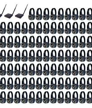 VocoPro Silent Disco Pro 3100 | 100 Wireless Headphones + 3 Channels | Lightweight Design with LED