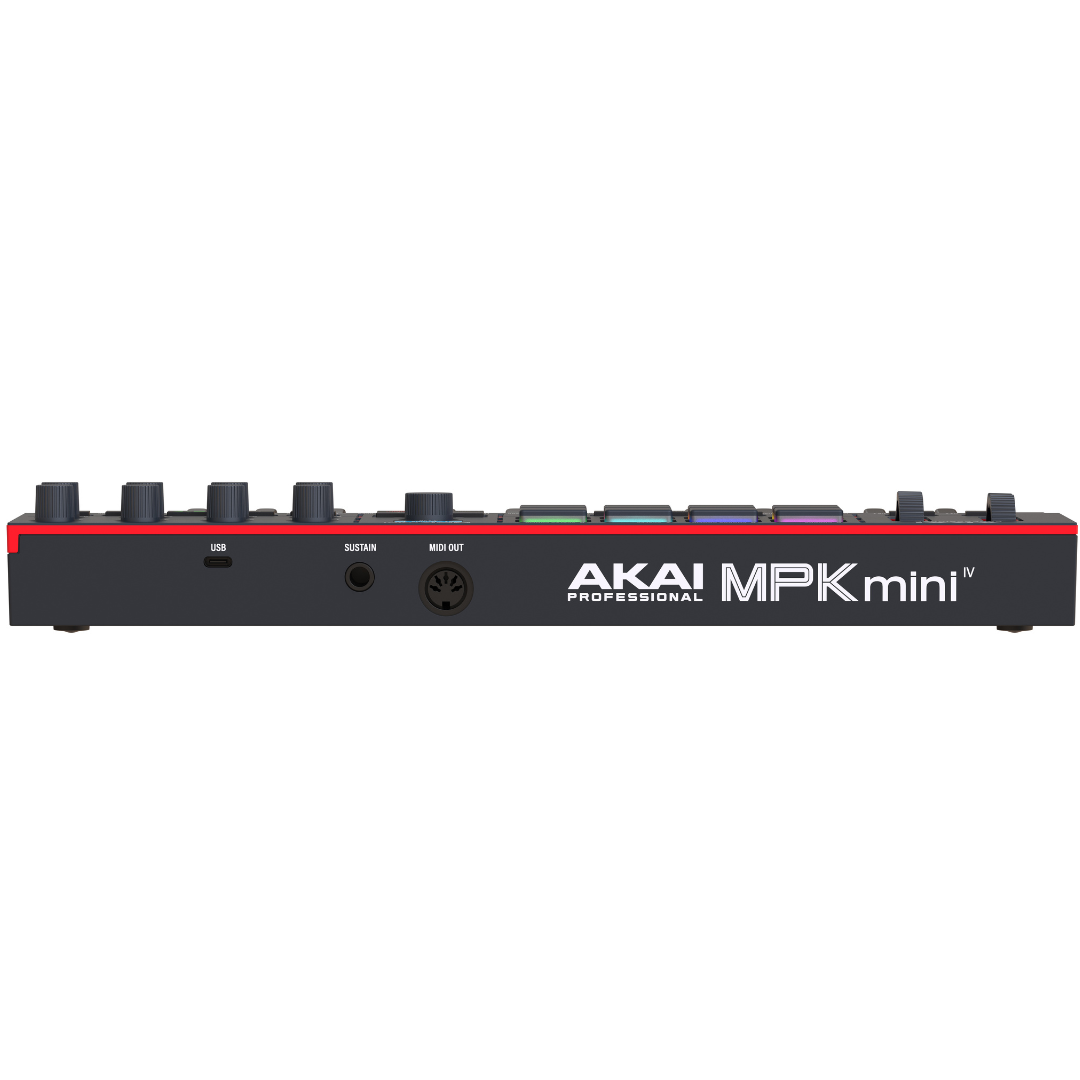 Akai MPK Mini 4(Black) | 25-Key MIDI Controller – RGB Pads, USB-C, MIDI Out